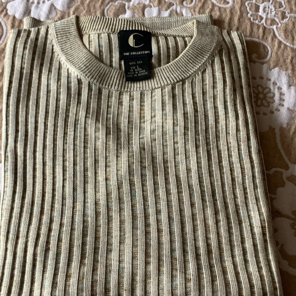 C Collection 100% Silk Men’s Sweater Size L. Armpit to armpit 25” - Picture 2 of 12